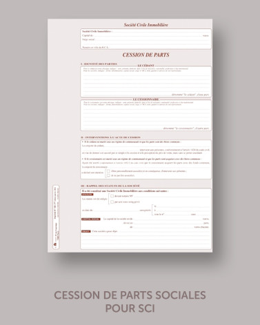 CESSION DE PARTS SOCIALES POUR SCI