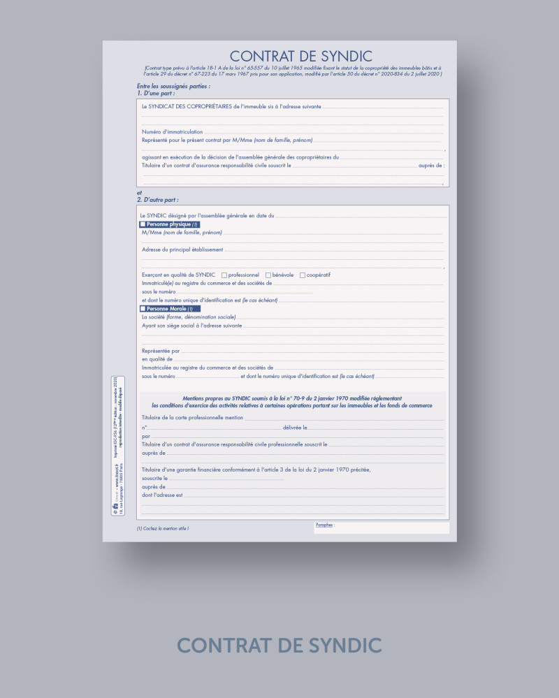 CONTRAT DE SYNDIC - lot de 2