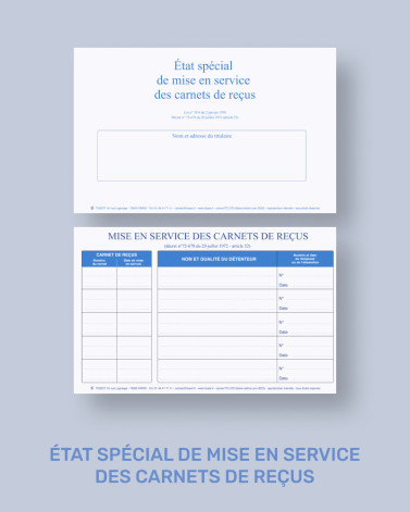 Etat spécial de mise en service des carnets de reçus