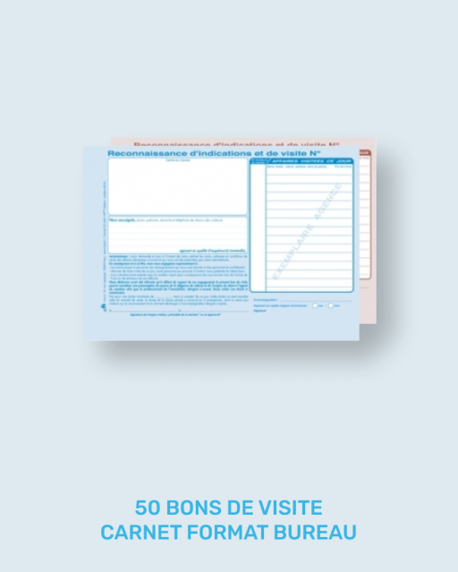 50 BONS DE VISITE CARNET FORMAT BUREAU