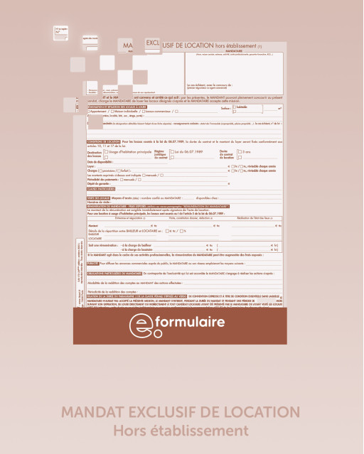 MANDAT EXCLUSIF DE LOCATION - Hors établissement - En ligne