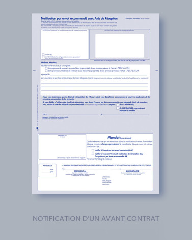Notification d'un avant-contrat avec accusé réception