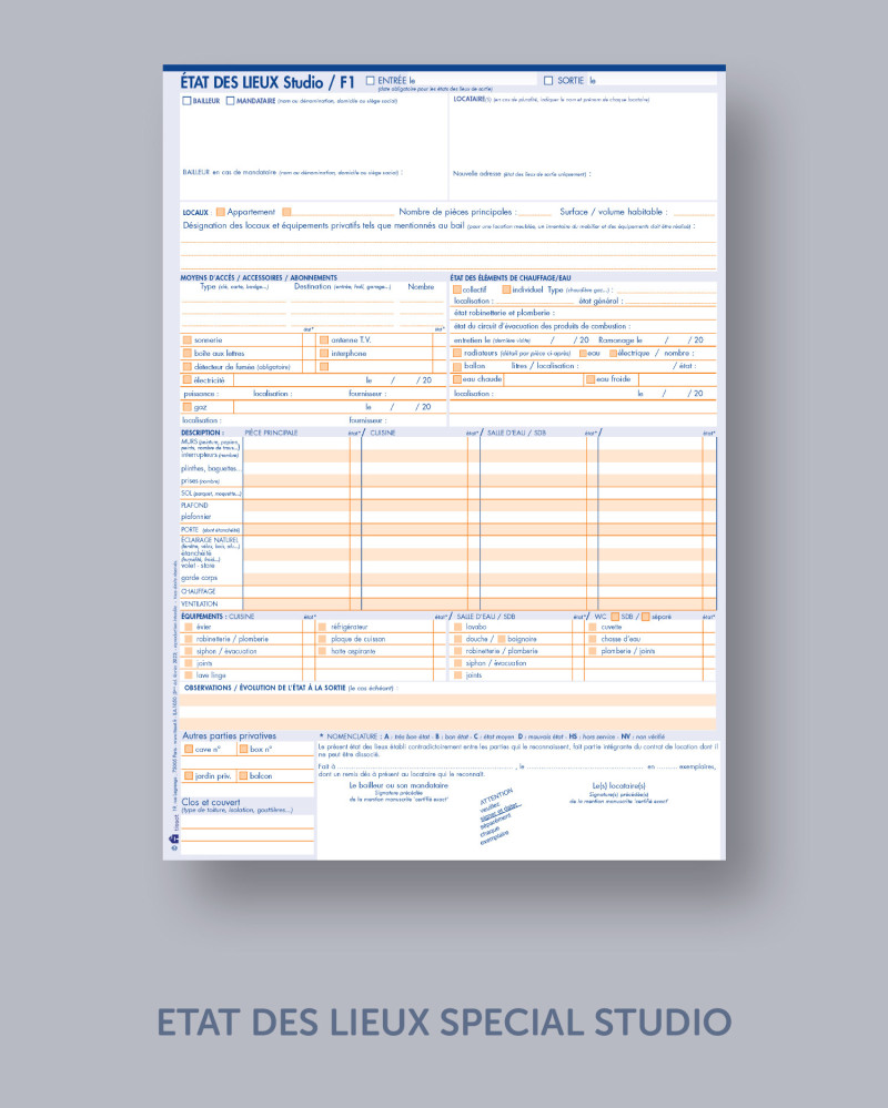 ÉTAT DES LIEUX SPÉCIAL STUDIO - Unité